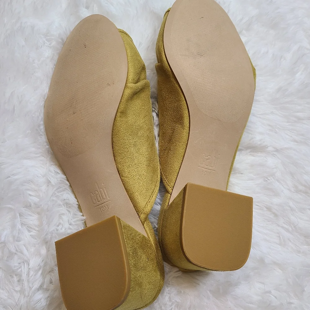 Cabi Sage Green Mules Women's Sz 10 Suede Wedge Heel EC